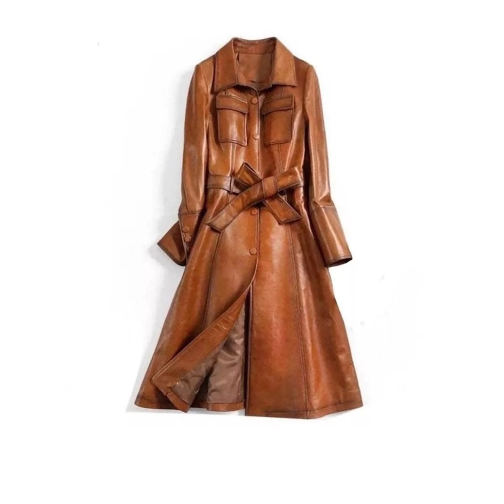 Leather Trench Coat S
